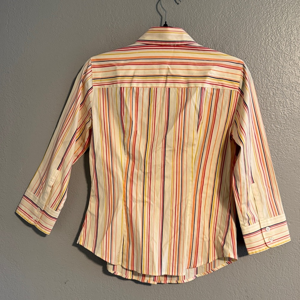 J. Crew Women Multicolor Striped Button Down Shirt w/ 3/4 Sleeves in Size Small - Picture 3 of 6